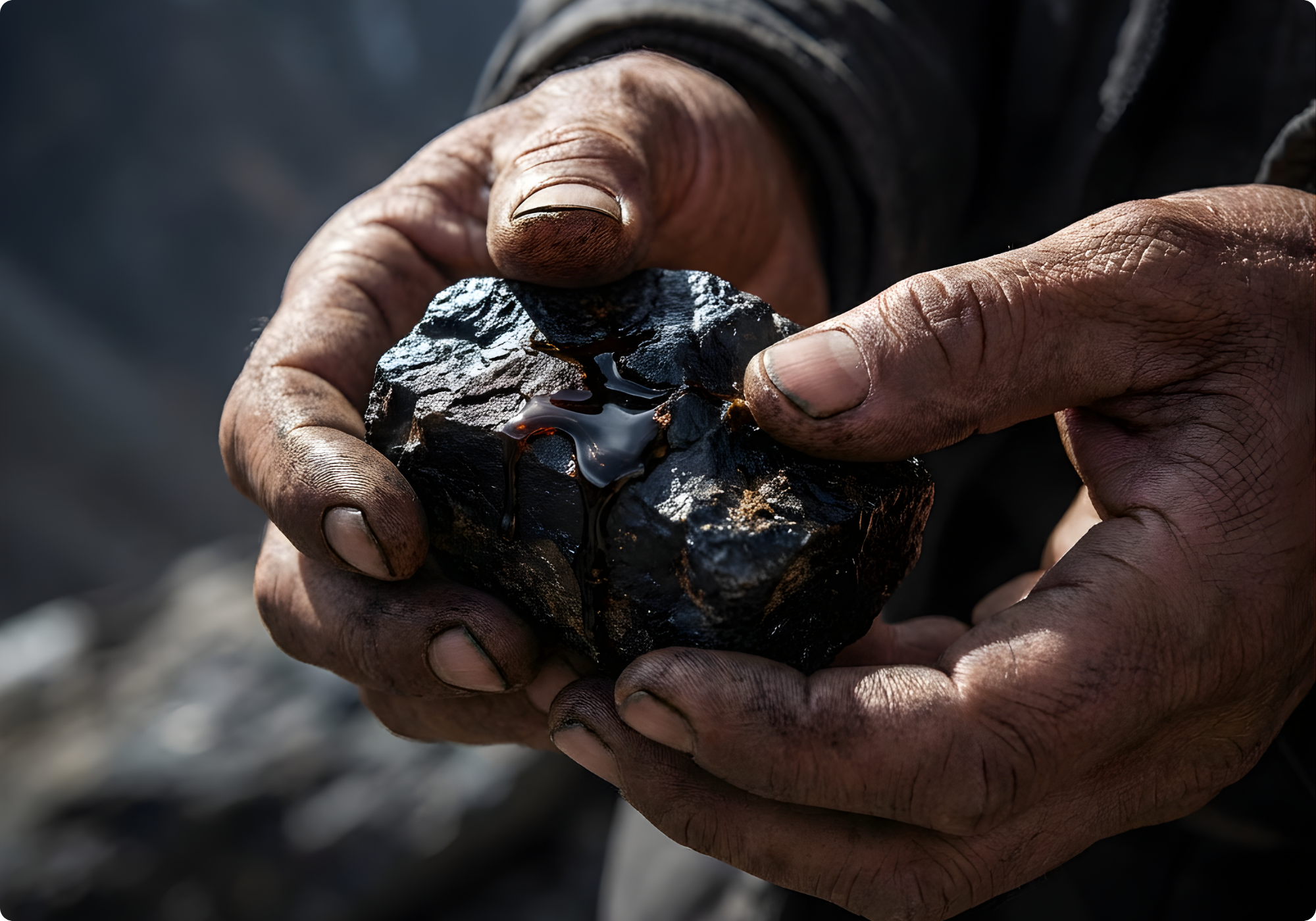 Tradicionális kézi shilajit gyűjtés és betakarítás a Himalája érintetlen szikláin.